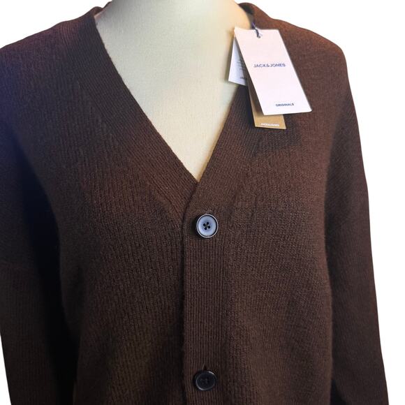 Jack & Jones Warm Medium Brown Knitted Cardigan, Men's Size Medium, NWT - Picture 7 of 10